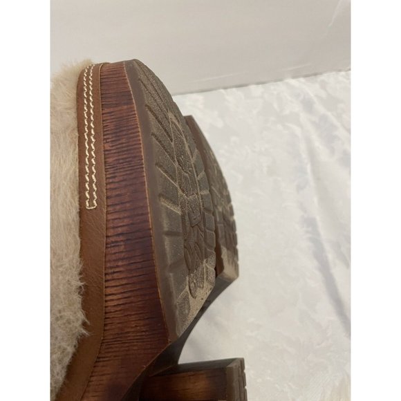 Korks Lori Clogs Mules 9M Taupe Faux Fur Slip On Block Heel Platform Y2K 90’s - Picture 8 of 12